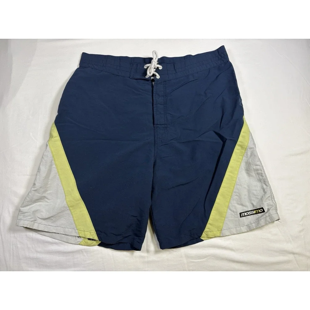 Vintage 90s Mossimo Board Shorts Made In USA Size 38 Colorblock Navy Surf Skate